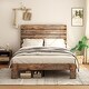 Wood Platform Bed Frame with Large Under Bed Storage and Wood Headboard ...