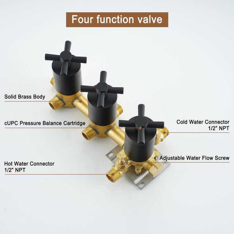 8-In Ceiling Mounted Shower System with Sliding Bar and 4 Body Sprays