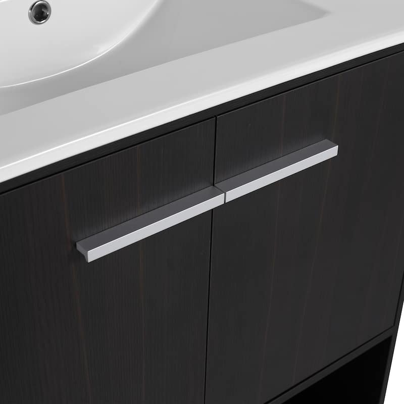 30" Bathroom Vanity with Ceramic Sink, 2 Soft Closing Doors, Freestanding Bathroom Cabinet Vanity