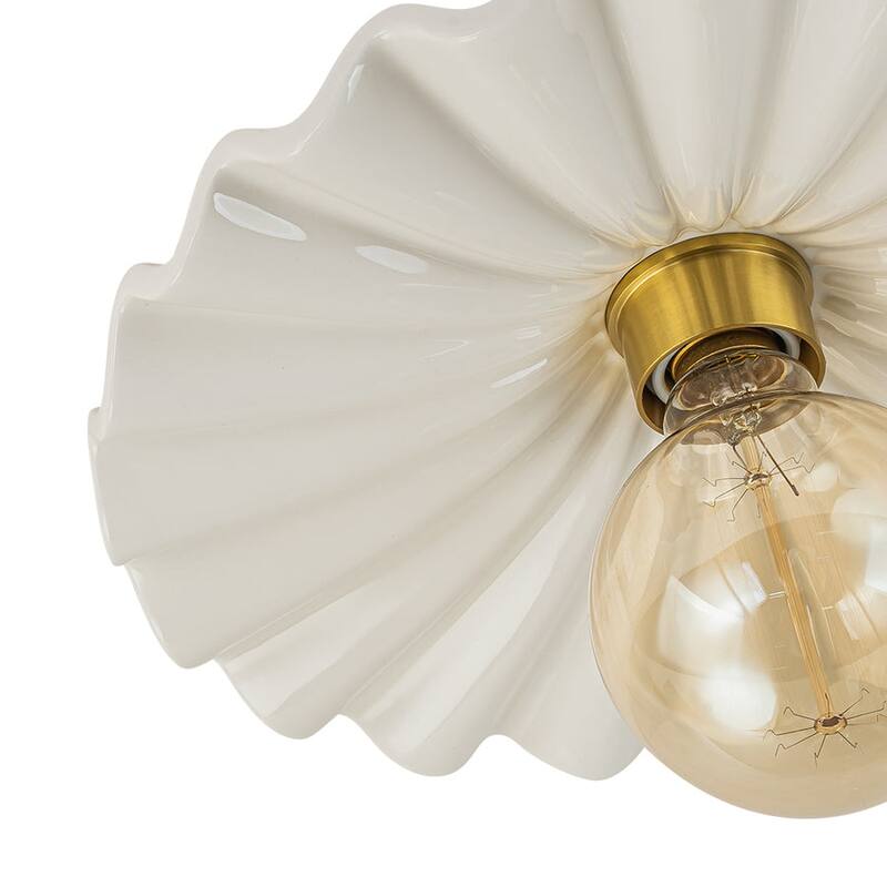 Decorative French Brass 1-Light Ceramic Ceiling Light - 12in Width