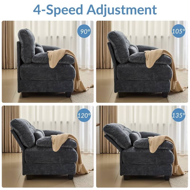 93" Modern Adjustable Backrest Sectional Sofa Set with Throw Pillows