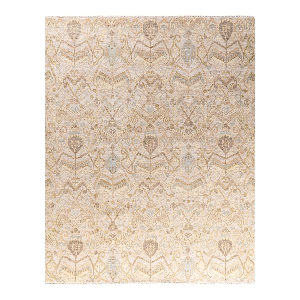 Ikat One-of-a-Kind Hand-Knotted Area Rug - Beige, 8' 2" x 10' 3" - 8' 2" x 10' 3"