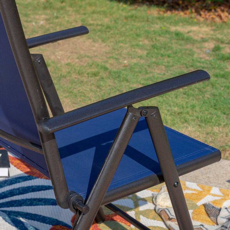 3-Piece Metal Patio Bistro Set, 1 Square Table and 2 Folding Sling Chairs