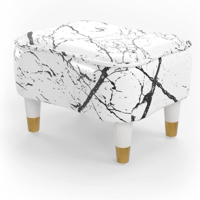 Foot Stool Small Ottoman Foot Rest - White