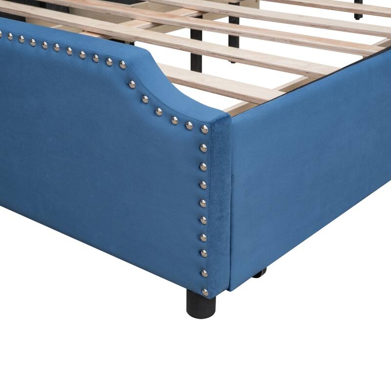 Queen Size Upholstered Platform Bed with 4 Drawers