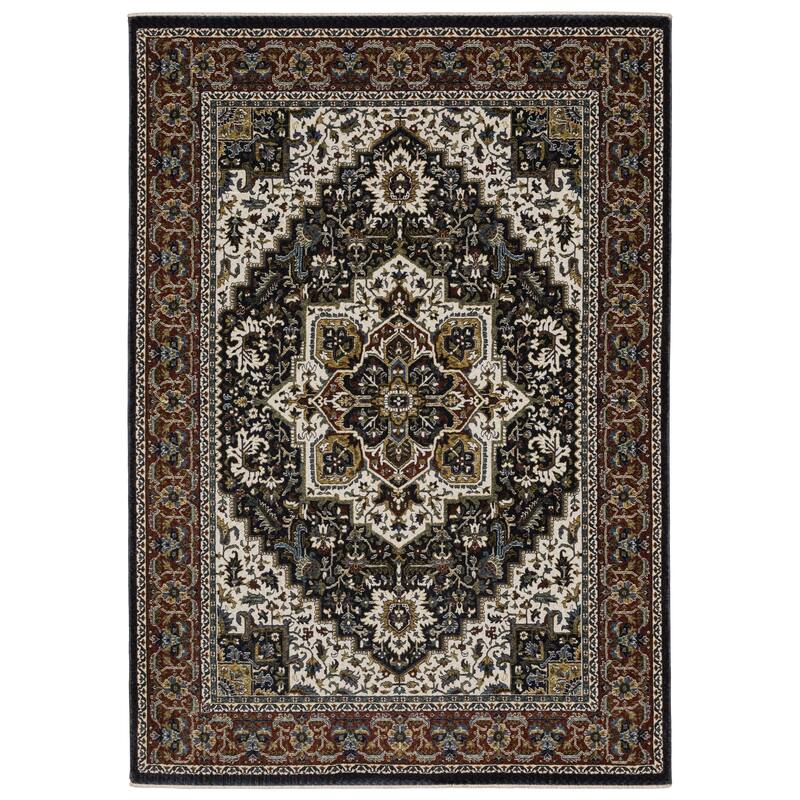 Style Haven Victoria Center Medallion Red/ Multi Area Rug - 3' 10" x 5' 5" - Navy/ Multi - Rectangle