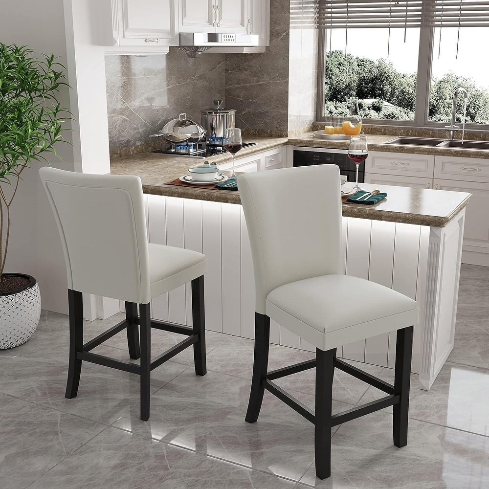 Bar Stools Faux Leather Upholstered Chairs Dining Chairs