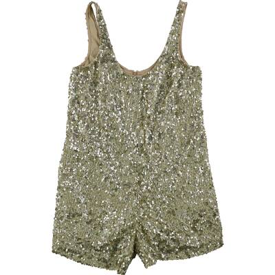 French Connection Womens Shine Romper Jumpsuit,, Metallic, Medium