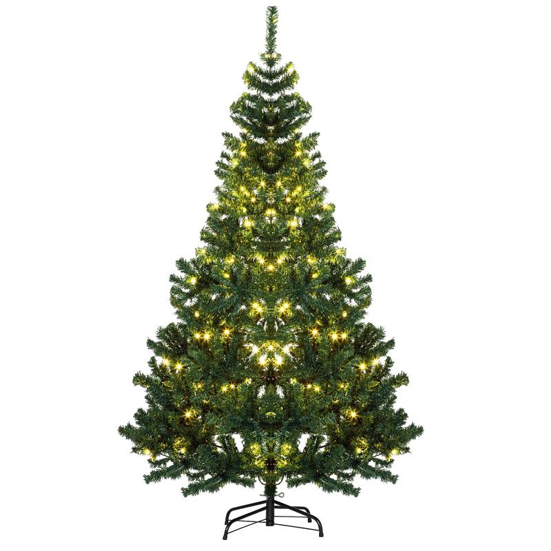 6' Tall Prelit Christmas Tree Douglas Fir Artificial Christmas Tree with Realistic Branches, 250 Warm White LED Lights - Green