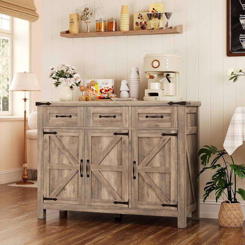 Buffet Cabinet Bar Cabinet Coffee Credenza Sideboard Barn Door Drawer