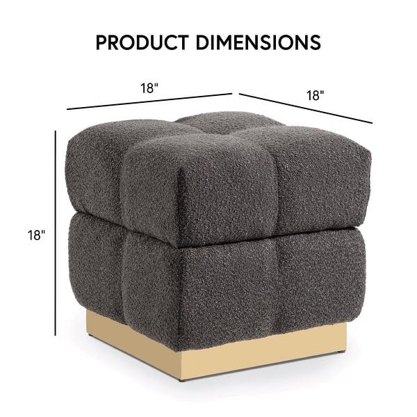 Furniture of America Soren Modern 18-inch Boucle Storage Ottoman with Biscuit Tufting