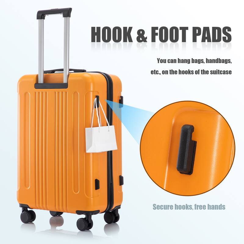 3 PCS in ABS Spinner Wheel Luggage, Carry on Suitcase, TSA Combination Lock