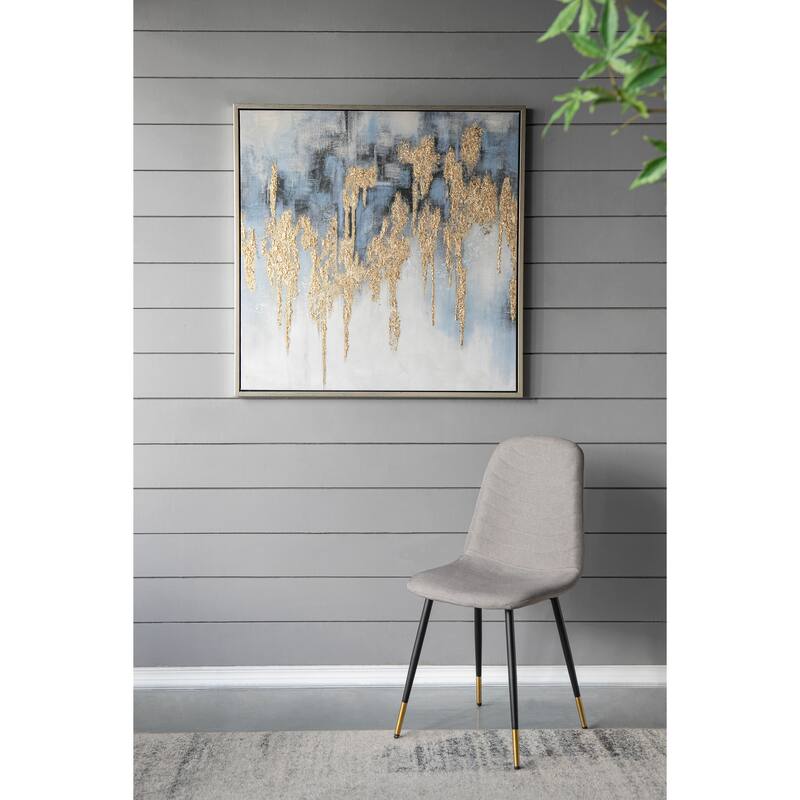 Modern Wall Decor Oil Painting with Gold Accents, Square Framed Wall Art, for Living Room, Dining Room and Office