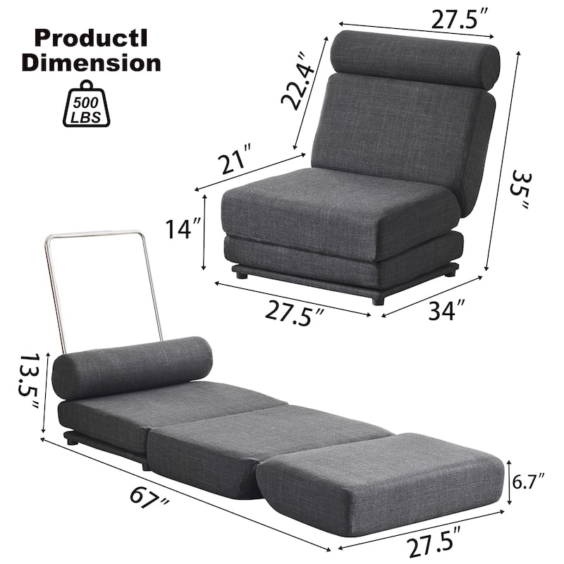 Single Sofa Chair Foldable Single Sofa Bed with Pillow