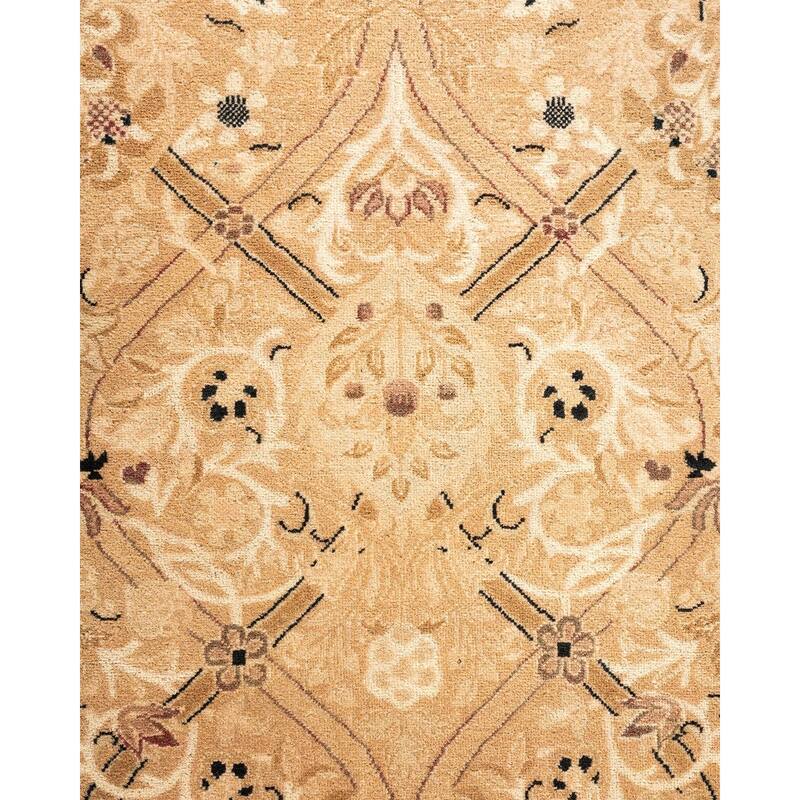 Overton Hand Knotted Wool Vintage Inspired Traditional Mogul Beige Area Rug - 6' 3" x 9' 2"