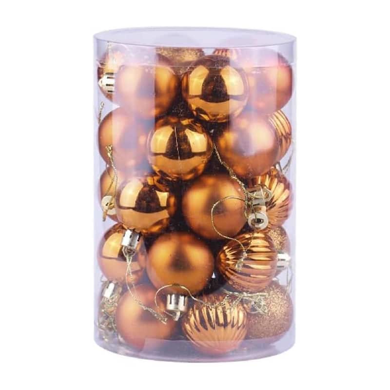 34PCS 1.57in Decorative Christmas Balls Ornaments for Xmas Tree Decor - N/A - Orange