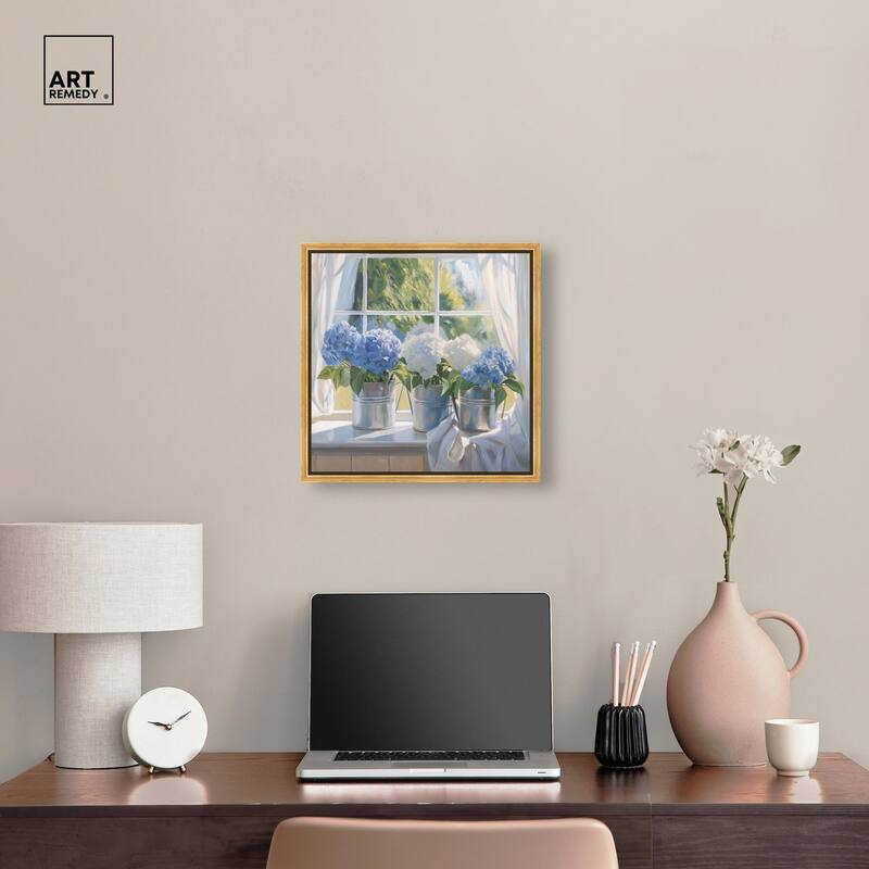 Sunlit Hydrangeas Canvas by Art Remedy