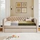 preview thumbnail 1 of 9, Beige Twin Size Daybed wTrundle Curved Arms Button Tufting Sofa Bed Beige - Twin
