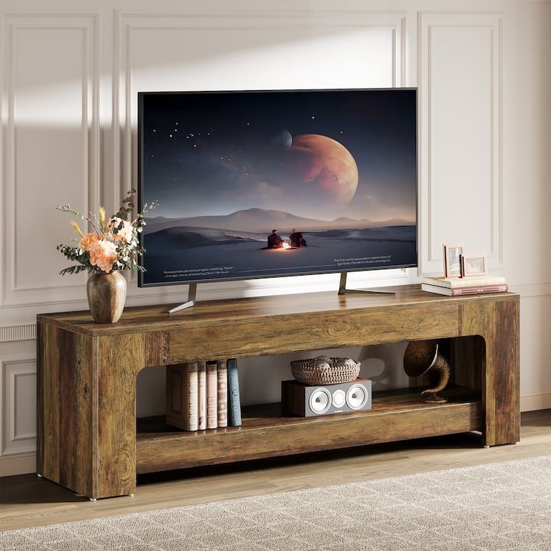 Farmhouse Rustic TV Stand for Living Room for 55/60/65/75-Inch TVs - Brown