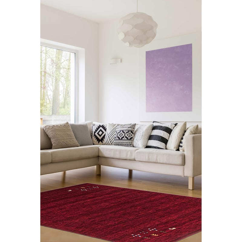 ECARPETGALLERY Hand Loomed Kashkuli Gabbeh Red Wool Rug - 4'1 x 5'9