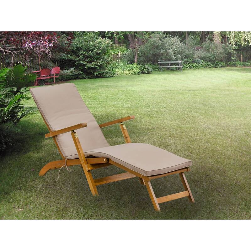 East West Furniture Salinas Patio Chaise Lounge - Outdoor Acacia Wood Sun lounger Chair for Poolside, Deck, Lawn, Natural Oil - BSLCDNA