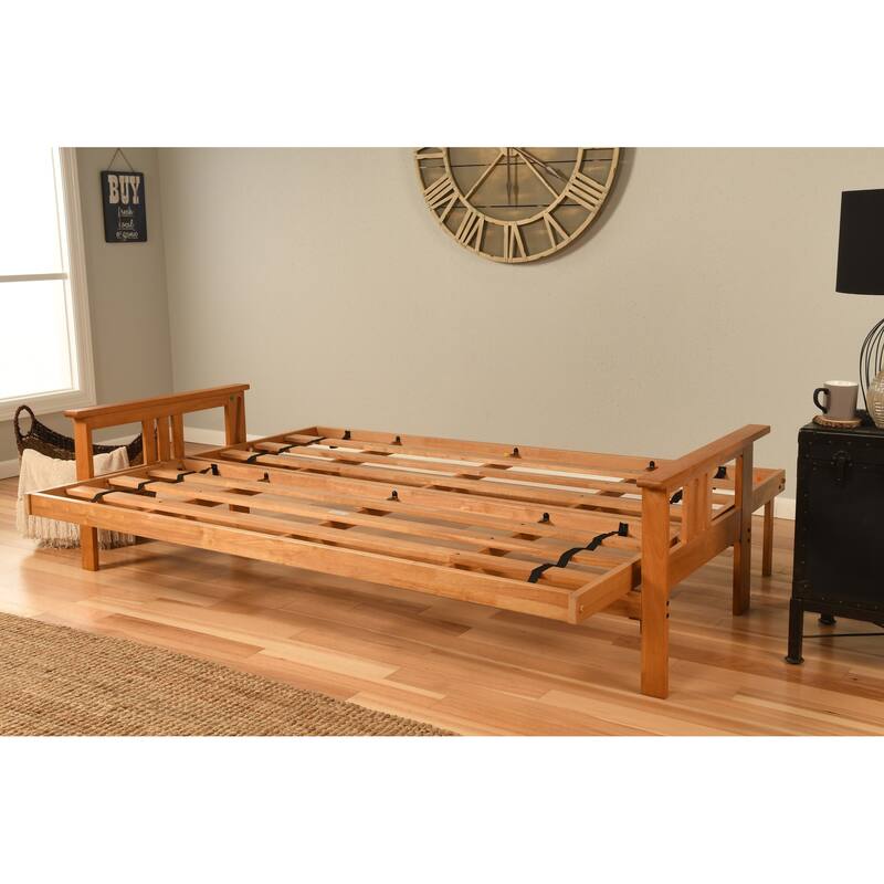 Somette Monterey Queen-size Futon Set in Butternut Finish with Linen Mattress