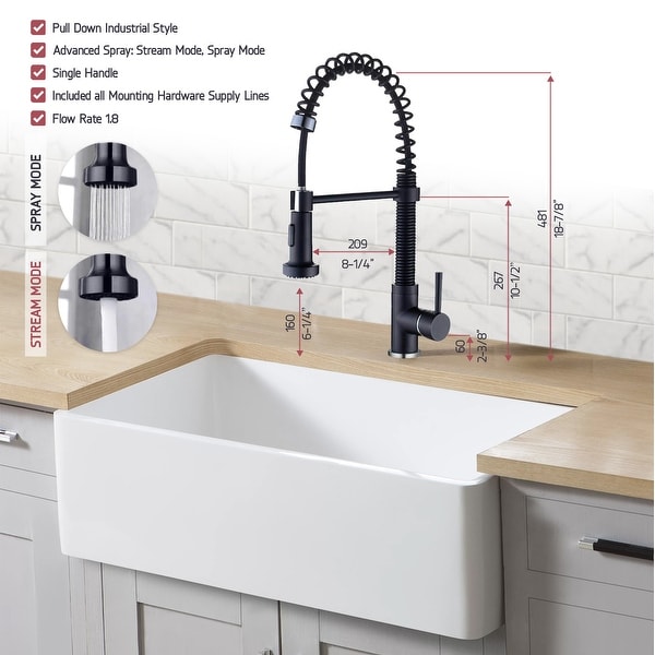 33-Inch Fireclay Farmhouse Kitchen Sink - Contemporary European Design