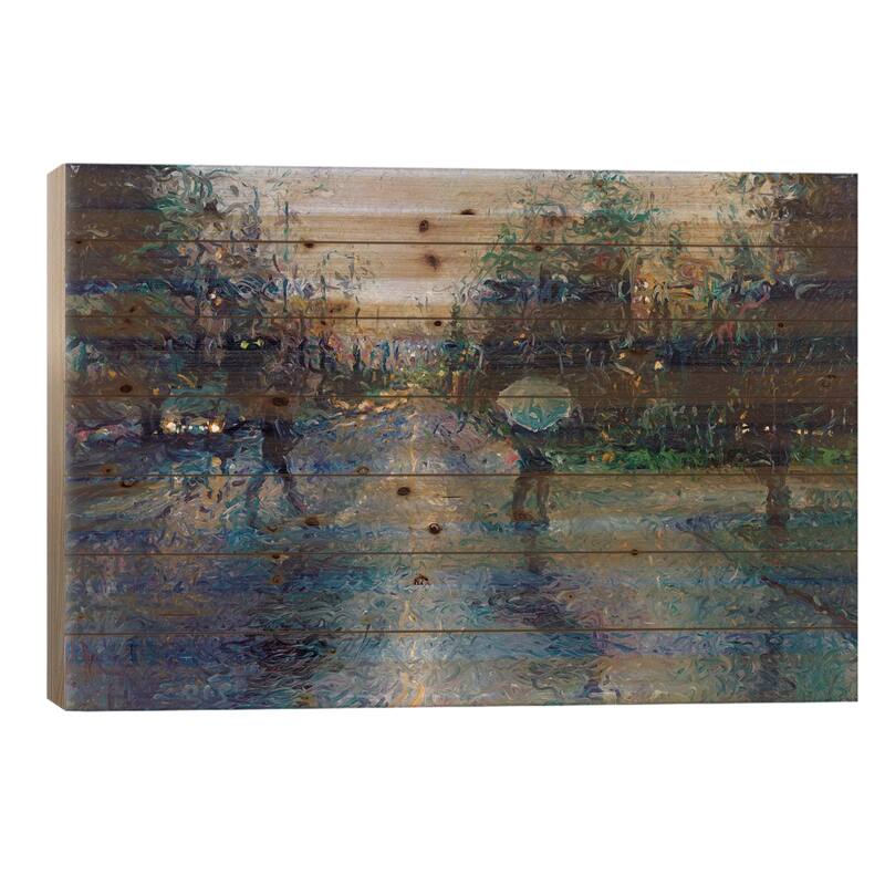 Slippery Sidewalk Print On Wood by Iris Scott - Multi-Color - 26x40x1.5