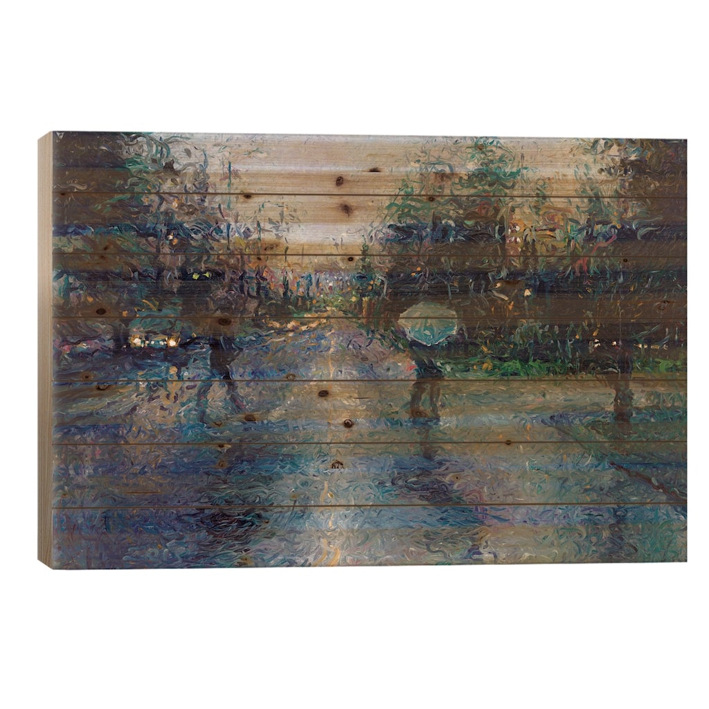 Slippery Sidewalk Print On Wood by Iris Scott - Multi-Color
