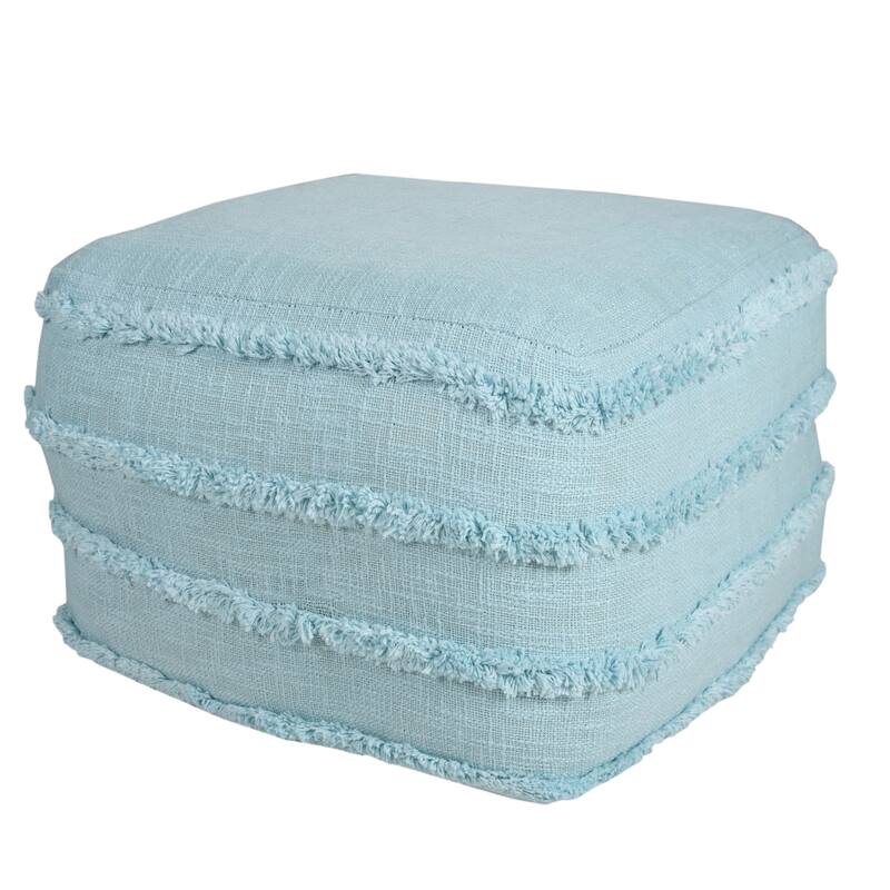 HomeRoots 18" Blue 100% Cotton Ottoman