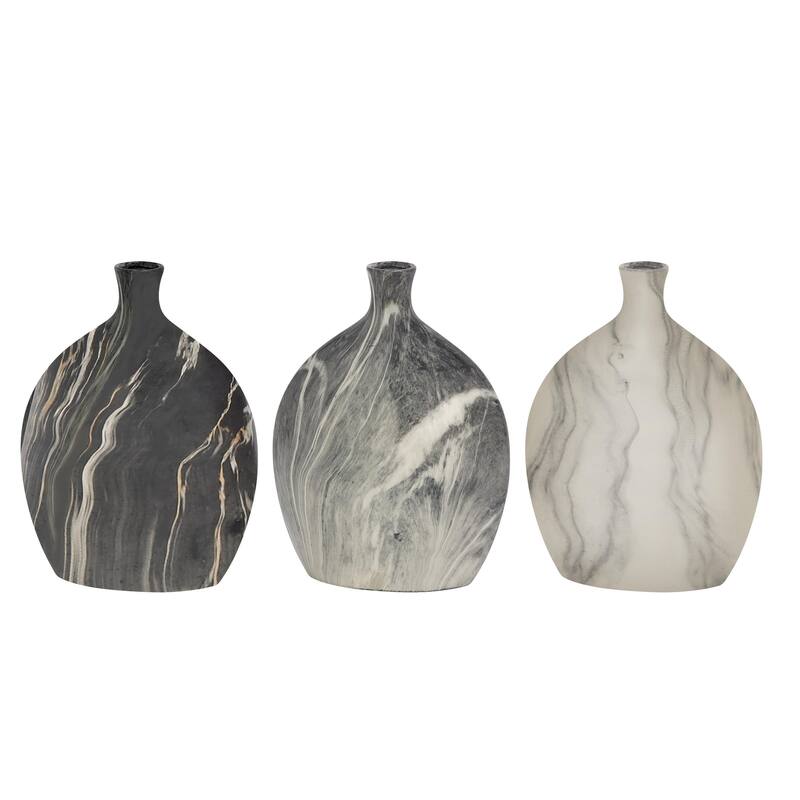 Ceramic Faux Marble Decorative Vase - Set of 3 Black - Roche River Decor - Black