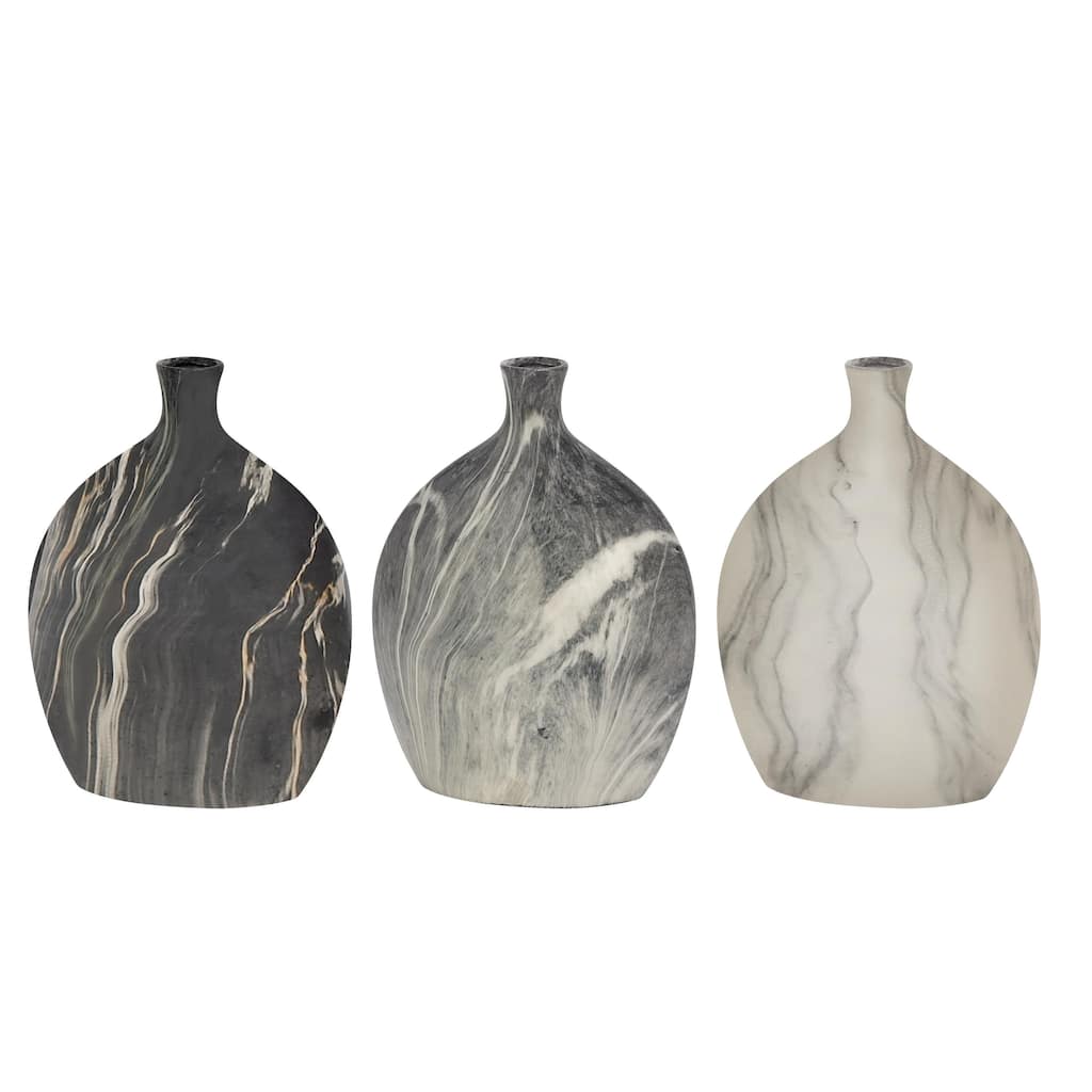 Ceramic Faux Marble Decorative Vase - Set of 3 Black - Roche River Decor