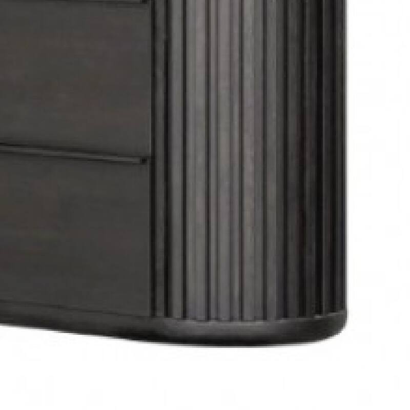 Sheim Wide Dresser, Modern Fluted Reeded Black Solid Acacia Wood