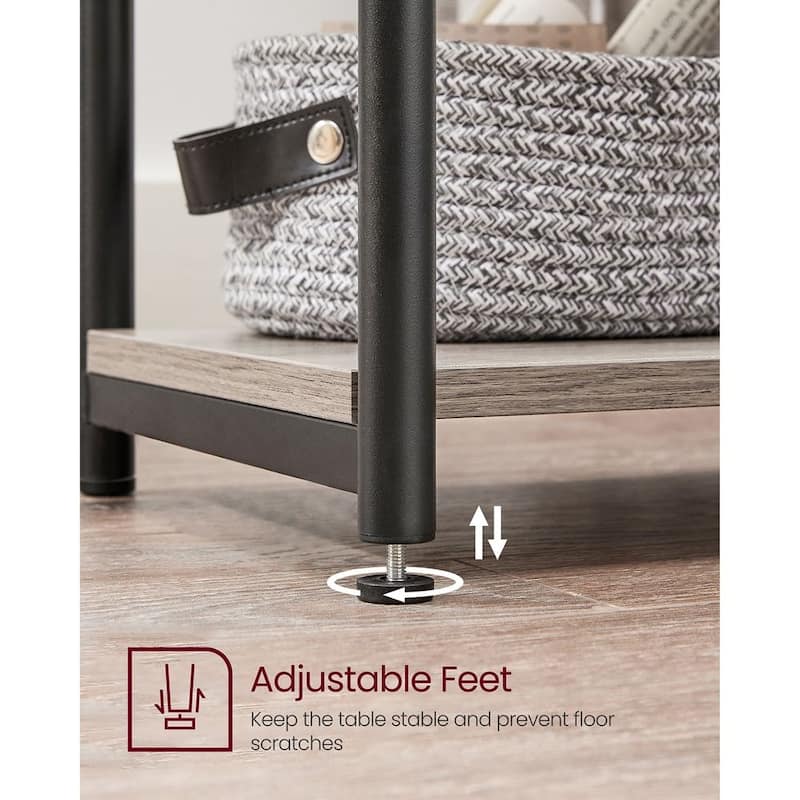 Wood Modern Small End Table with Storage Shelf - 11.8"D x 13.4"W x 22.8"H