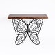 preview thumbnail 4 of 11, Butterfly Black and Brown Metal and Wood Accent Table - 31.25" H x 40.75" W x 16" D