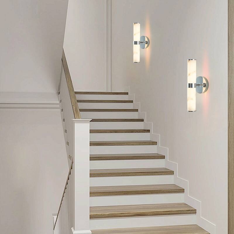 Modern Resin Imitation Marble Texture Wall Light with Iron Frame,Set of 2