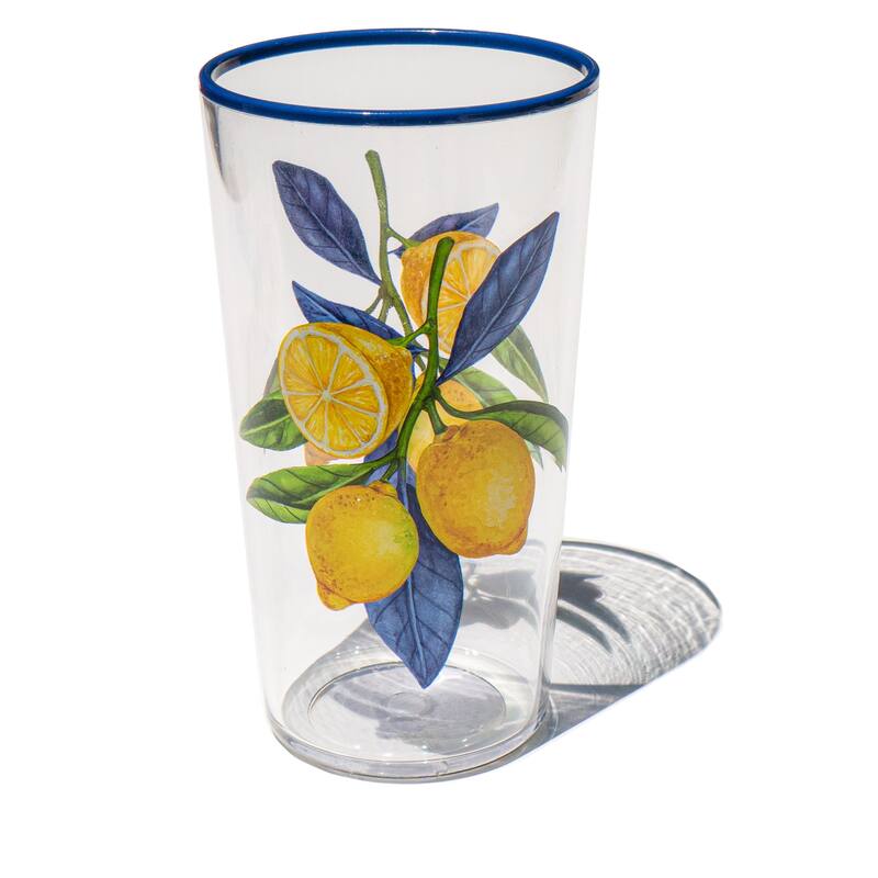 Abode Homewares Lemon Orchard Acrylic Drinking Glass - Yellow - Set of 6
