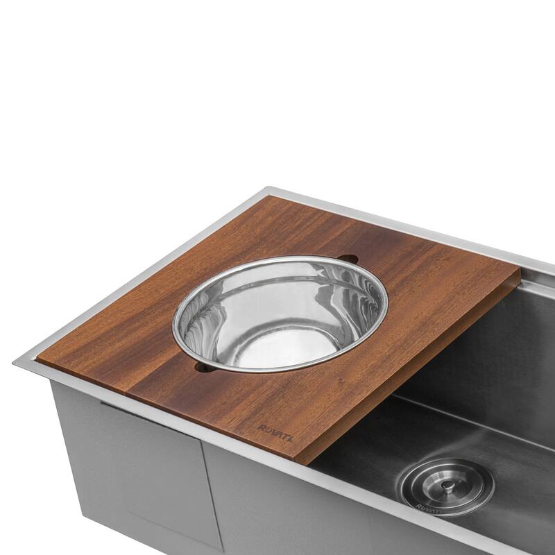 Ruvati Wood Platform with Mixing Bowl and Colander (complete set) for Workstation Sinks -