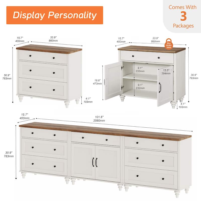 Farmhouse TV Stand with Doors and Drawer﻿