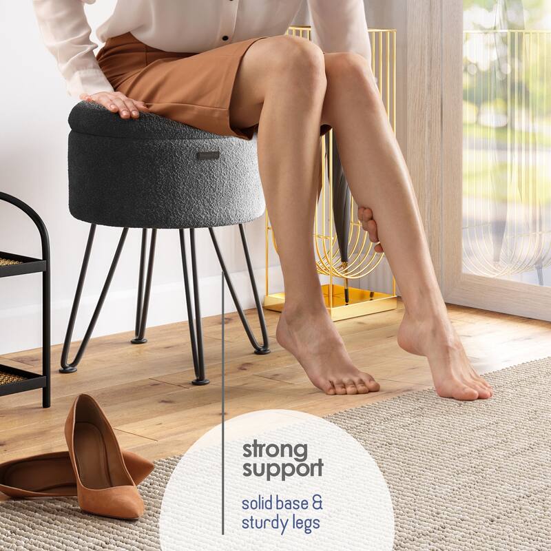 StorageBud Round Ottoman with Storage, Modern Ottomans for Living Room and Bedroom