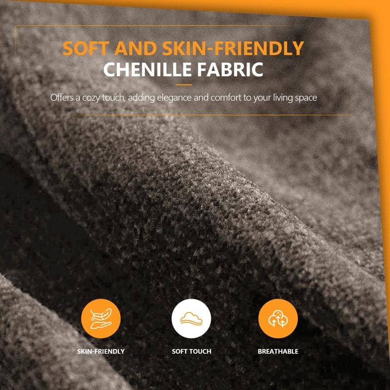 Chenille Upholstered Skirted Arm Chair Accent Chair With Thin Arms For Living Room