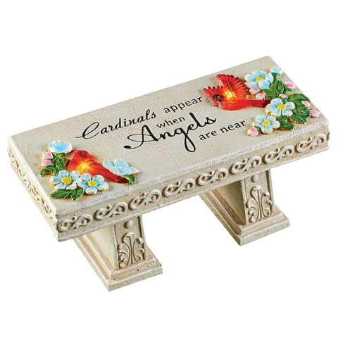 Cardinals Appear When Angels Are Near Solar Memorial Bench - 12.32 x 5.5 x 5.5