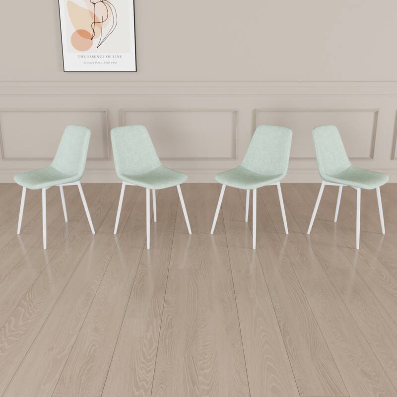 Linen 4 Piece Kitchen Dining Chair Set with Cushions, Metal Legs, Anti Scratch Foot Pads for Dining Room Kitchen Living Room