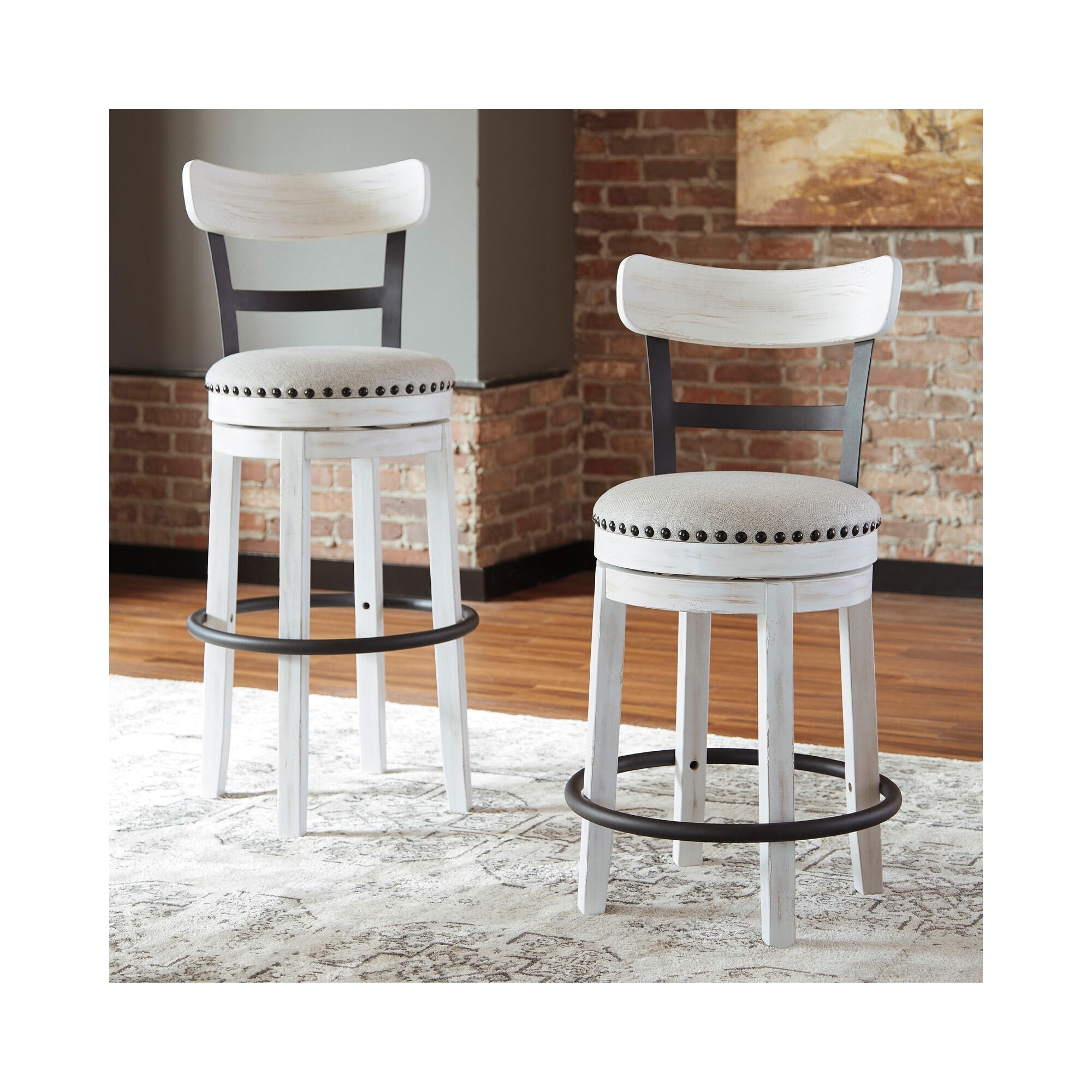 Signature Design by Ashley Valebeck White Bar-Height Swivel Bar Stool