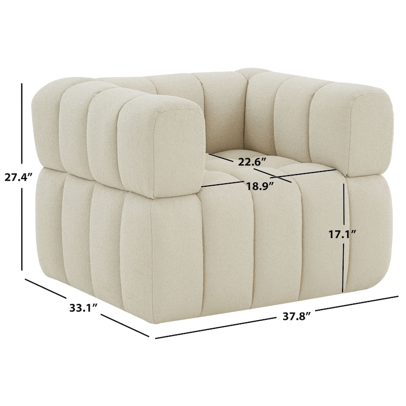 SAFAVIEH Couture Calyna Boucle Accent Chair - 38Wx33Dx27H - Light Grey