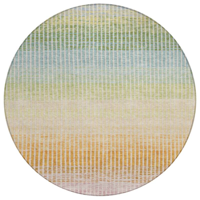 Machine Washable Indoor/ Outdoor Contemporary Stripes Chantille Rug