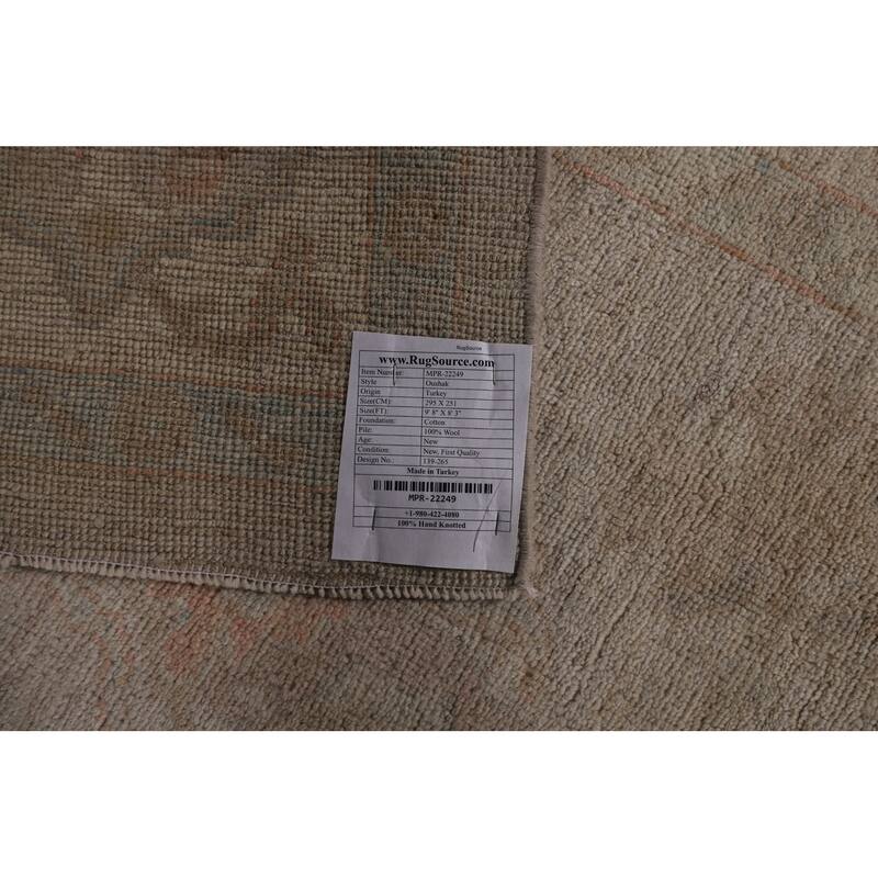 Oushak Turkish Area Rug Vegetable Dye Handmade Wool Carpet - 8'3"x 9'8"