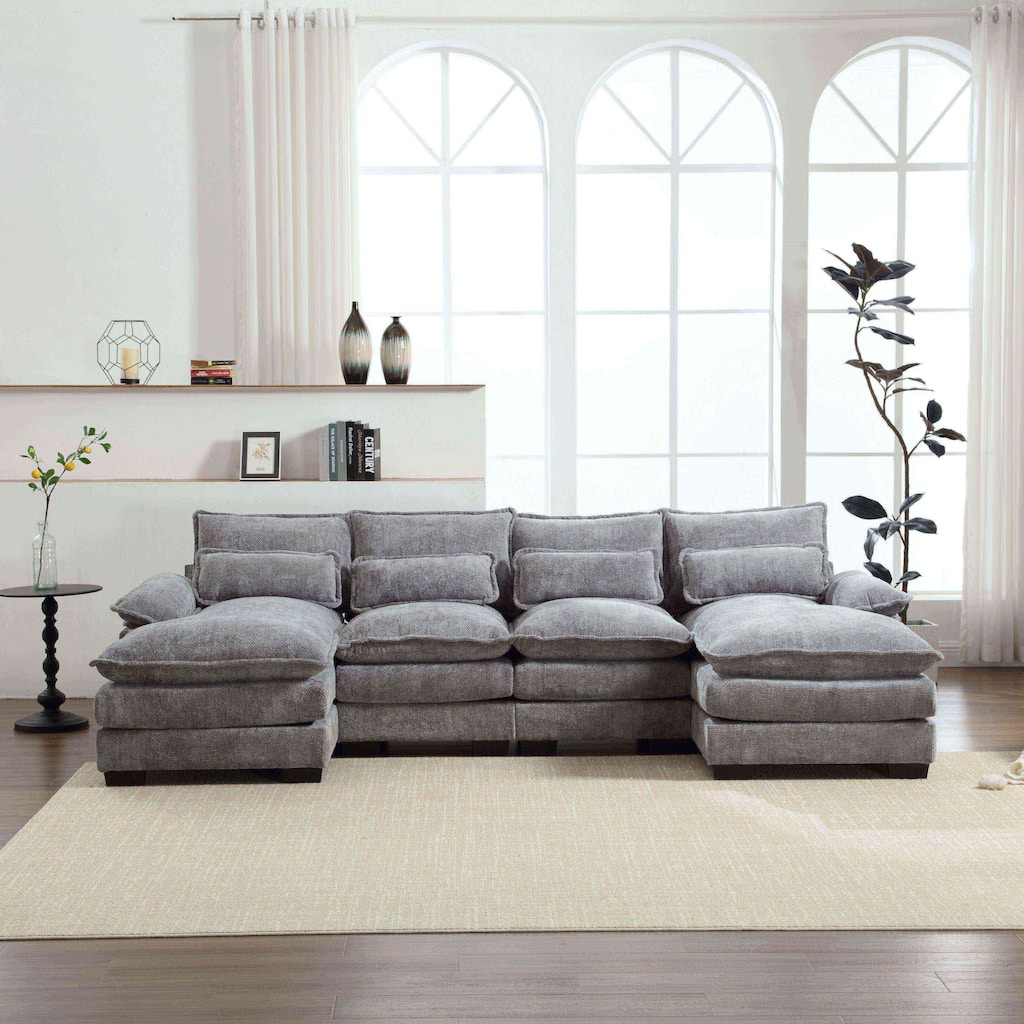 U-shaped combination sofa sofa chenille fabric