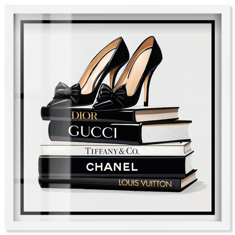 Ink Books and Heels Shadowbox by Art Remedy - White - 30" x 30"