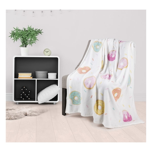 Throw Ribbed Printed Flannel Whimsical Donuts. Opens flyout.